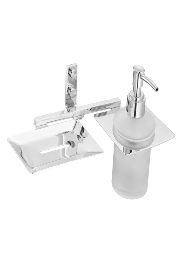 TENET Wall Mounted Soap Dish with Liquid Soap Dispenser | Stainless Steel Soap Tray with Pump Bottle Holder | 2 in 1 Bathroom Accessories Set (Chrome) | 1 Year Warranty - Image 1